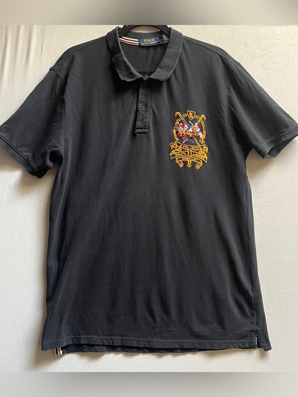 Ralph Lauren Polo Shirt Gold Crest Embroidery Tailored Fit Preppy Classic XL